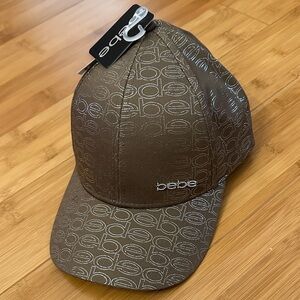 bebe Brown Logo Baseball Hat with Metallic Stitching